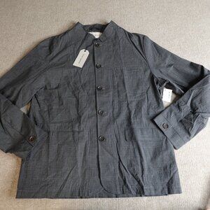 Spencer Oliver Mens Jacket Gray 46 Coram Plaid Button Front Tang Collar NEW